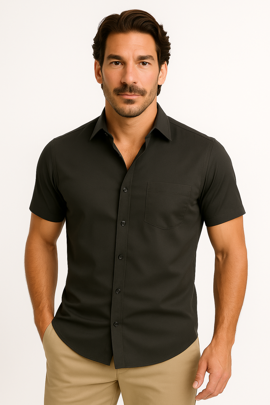 Herren Stretch-Fit T-Shirt Sportlich Athletischer Schnitt