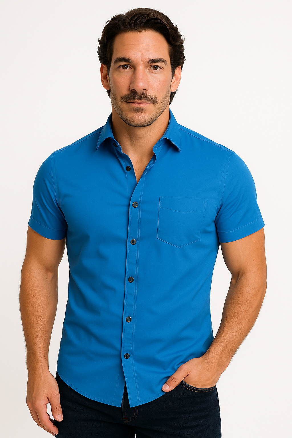 Herren Stretch-Fit T-Shirt Sportlich Athletischer Schnitt