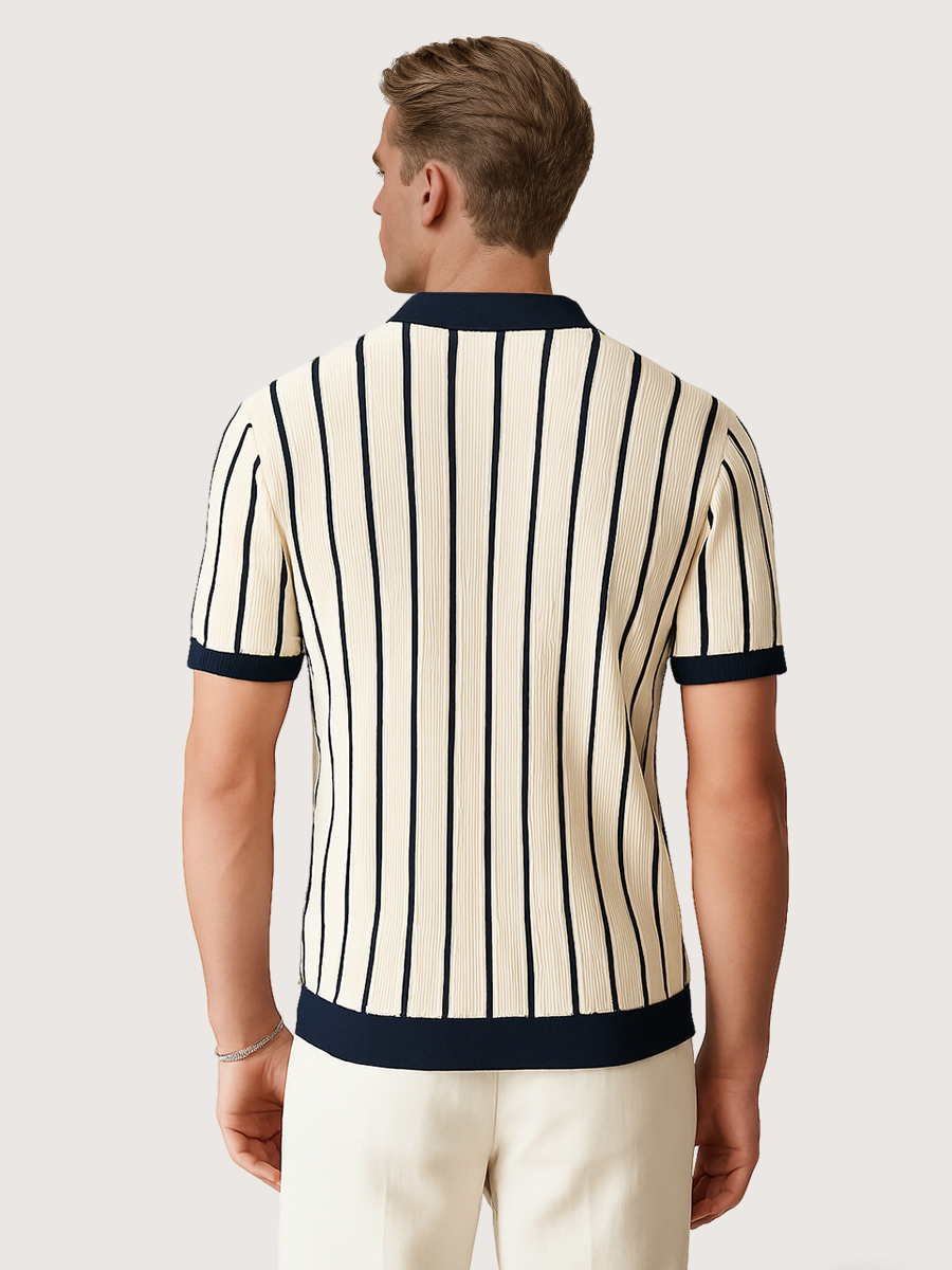 Herren Strick Polo mit vertikalen Streifen