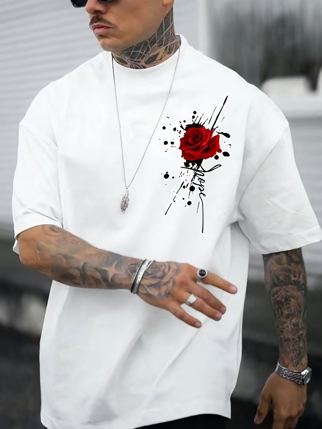 Herren T-Shirt mit Rosendruck