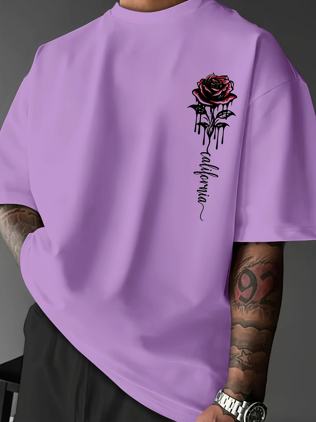 Herren T-Shirt mit Rozenprint und Lockere Passform
