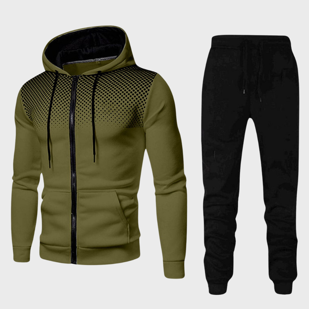 Herren Trainingsanzug Set mit Kapuzenjacke und Reißverschluss