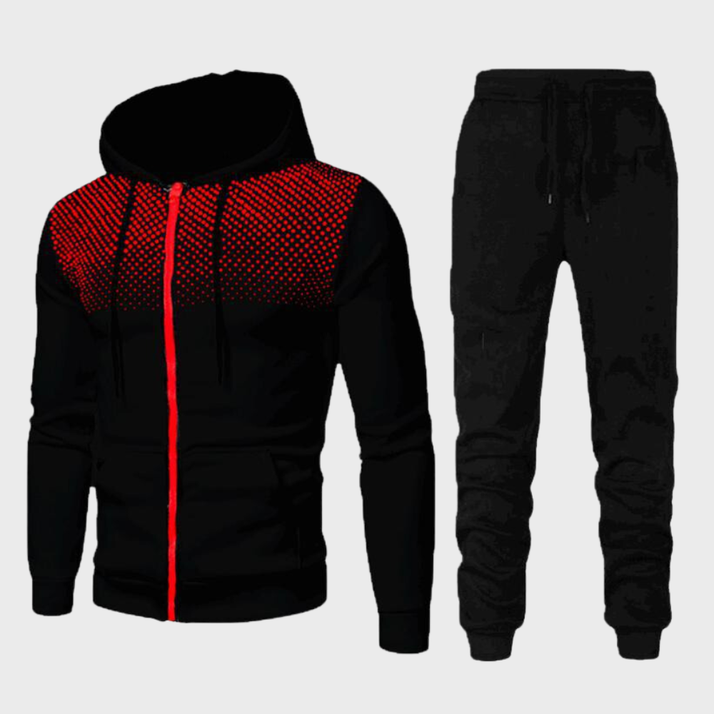Herren Trainingsanzug Set mit Kapuzenjacke und Reißverschluss