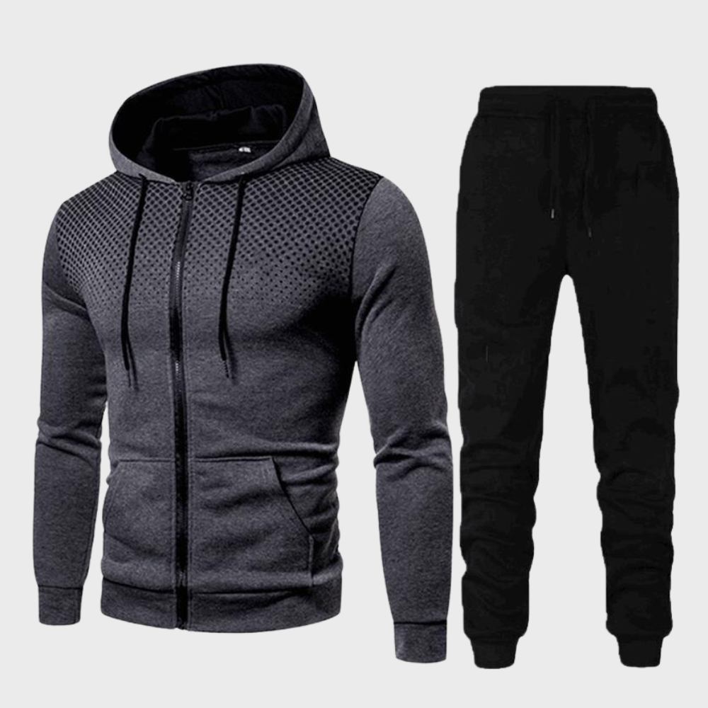 Herren Trainingsanzug Set mit Kapuzenjacke und Reißverschluss