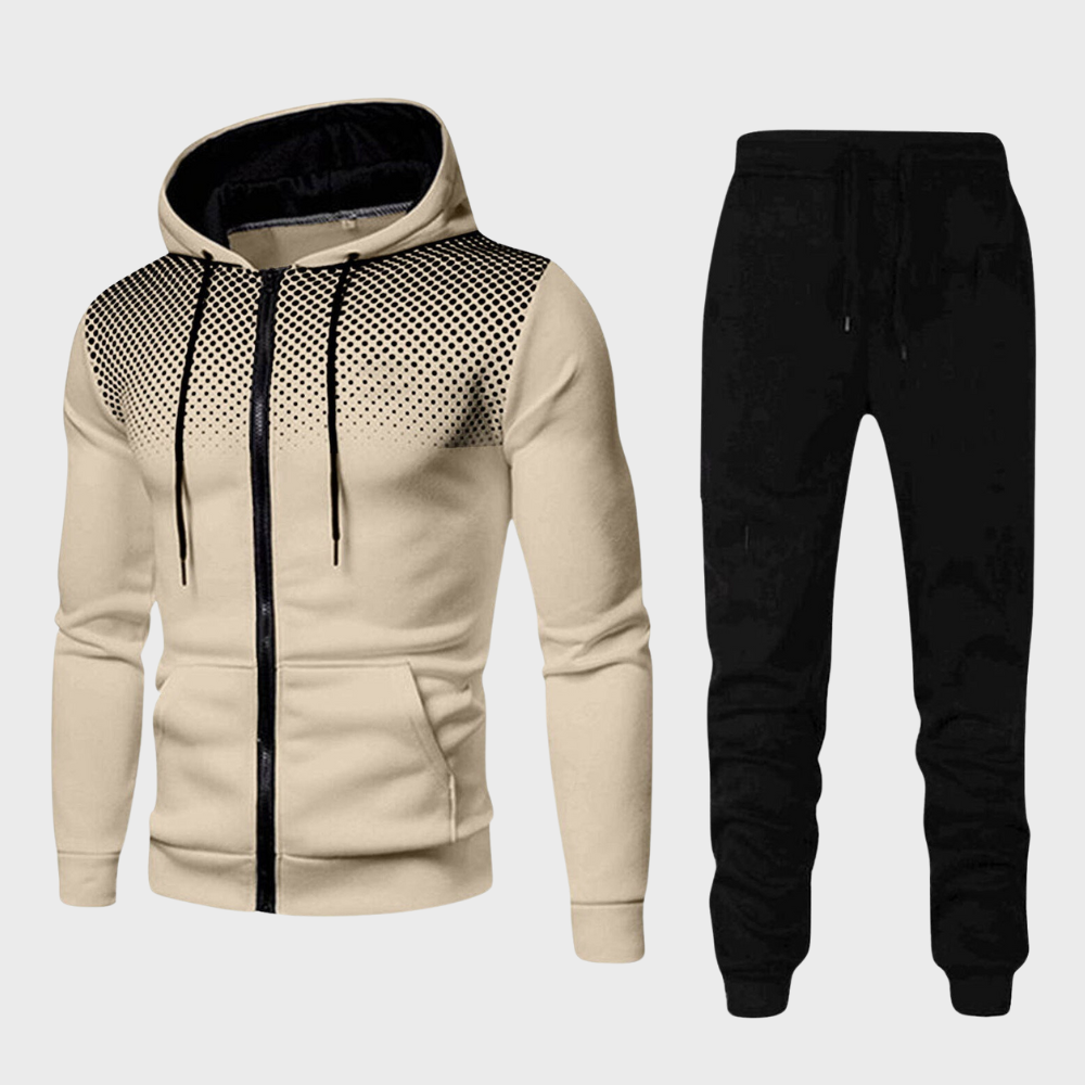 Herren Trainingsanzug Set mit Kapuzenjacke und Reißverschluss