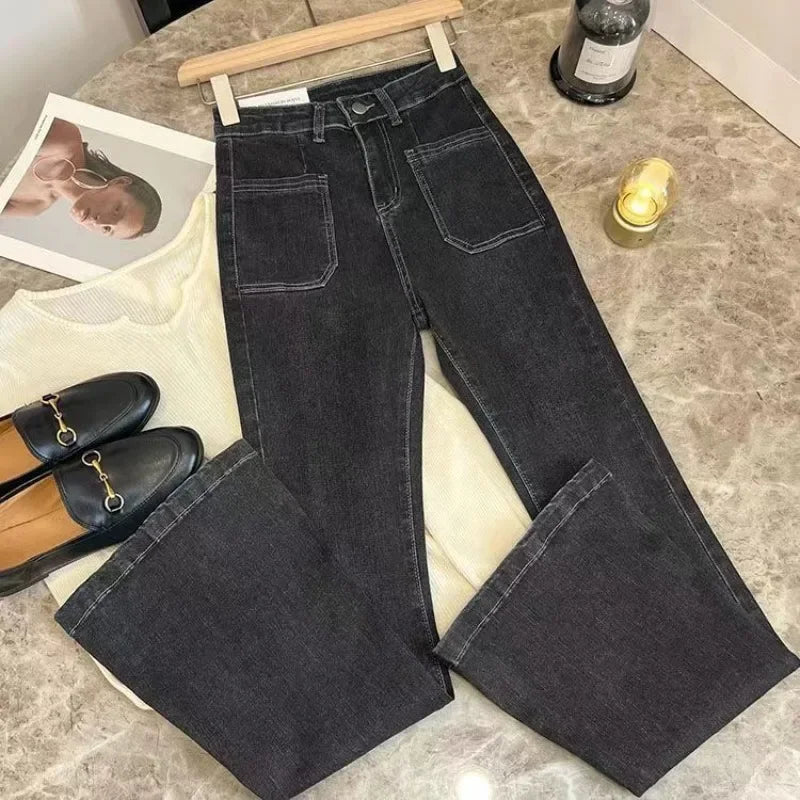 Hochtaillierte Damen Jeans mit Weitem Bein