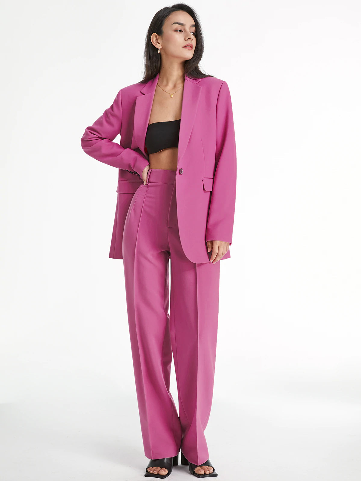 Hochtaillierte Stoffhose Damen