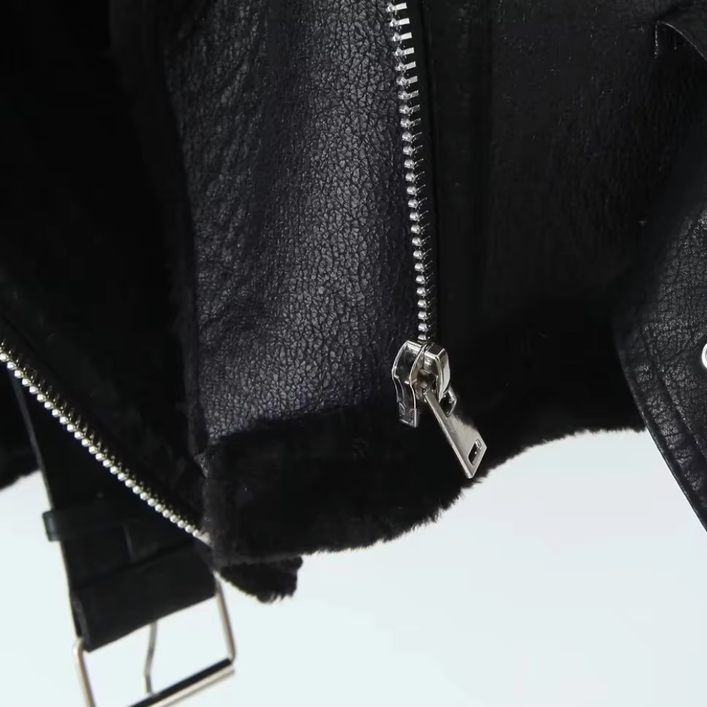 Women's vest made of faux leather with faux shearling lining