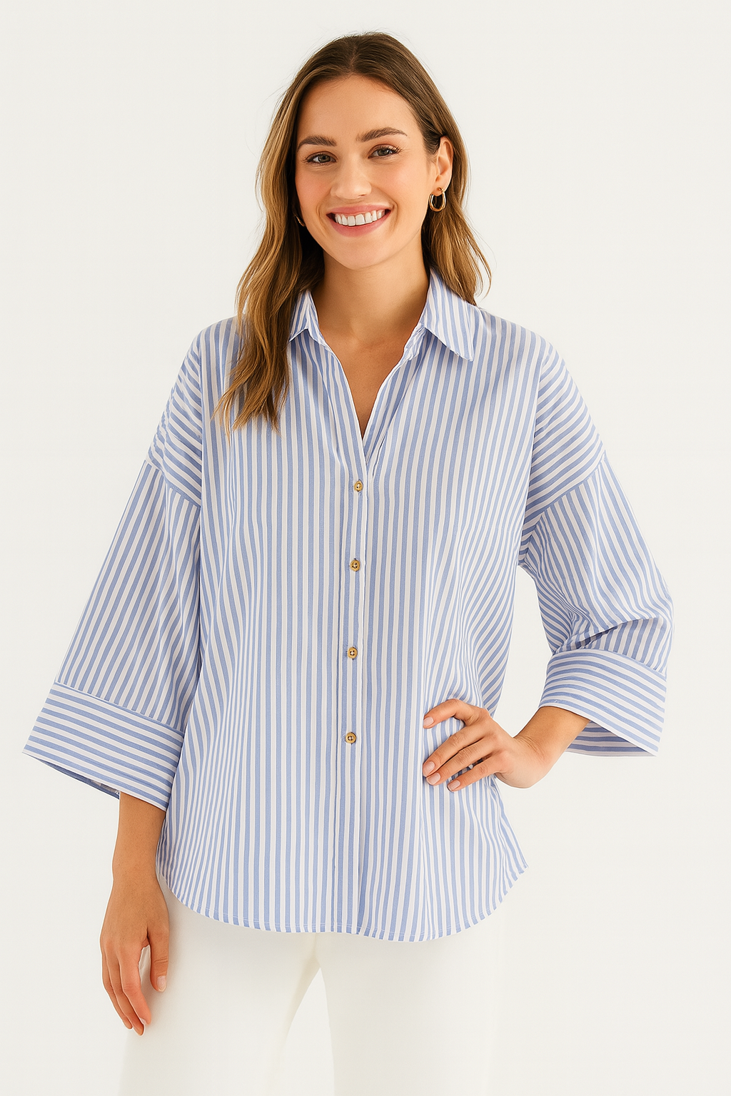 Oversize Bluse mit gestreiftem Muster