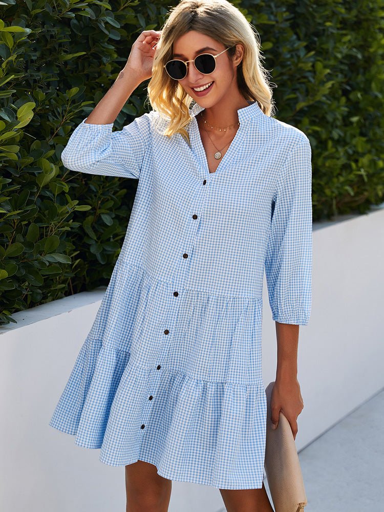 Vestito fluido a quadretti per donna