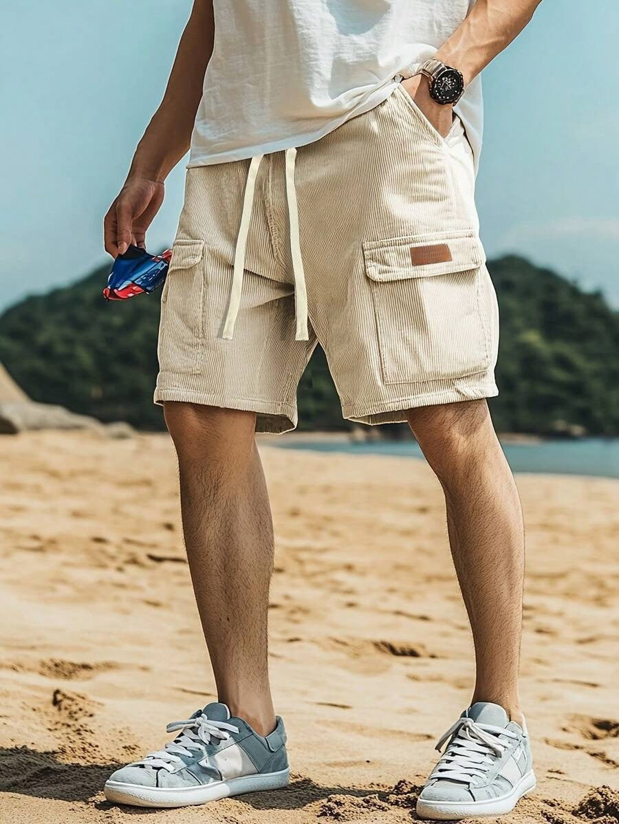 Pantaloncini cargo classici in velluto a coste