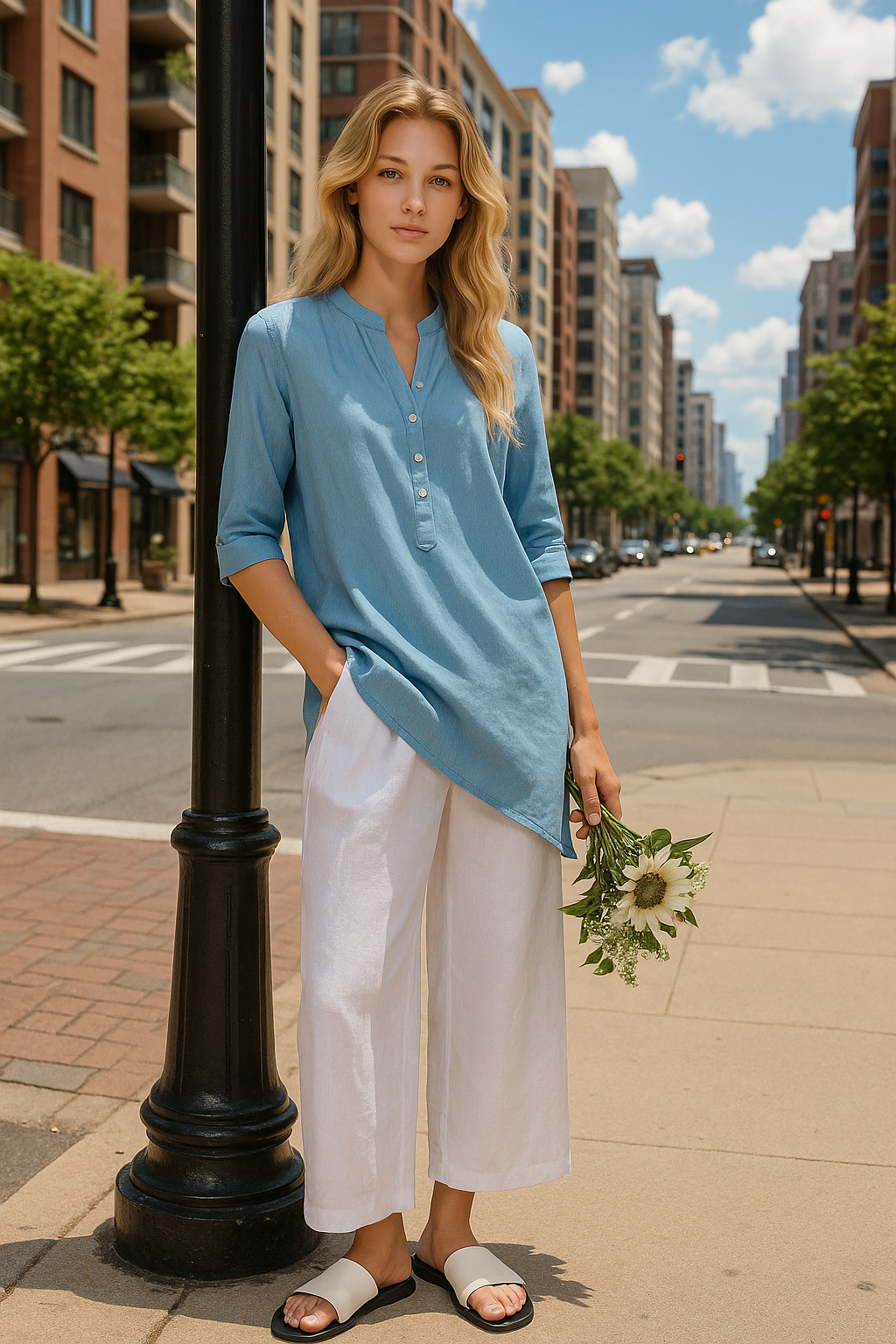 Classic linen women's pants
