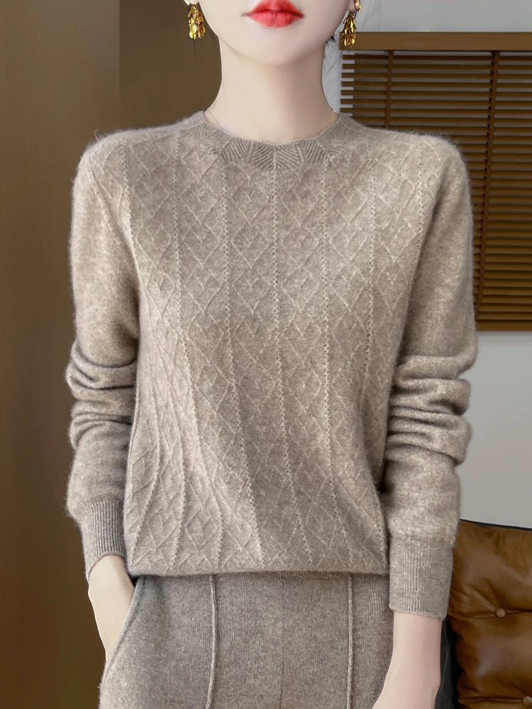 Klassischer Merino Wollpullover für Frauen