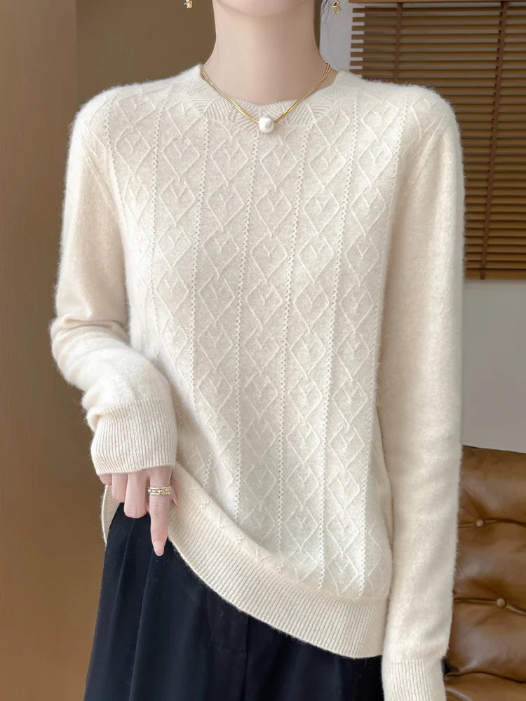 Klassischer Merino Wollpullover für Frauen