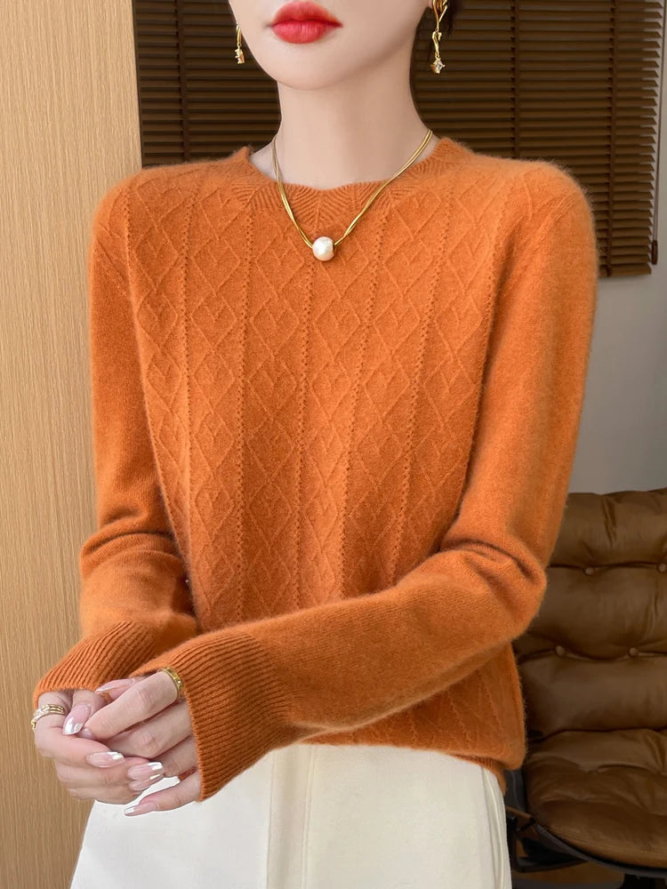 Klassischer Merino Wollpullover für Frauen
