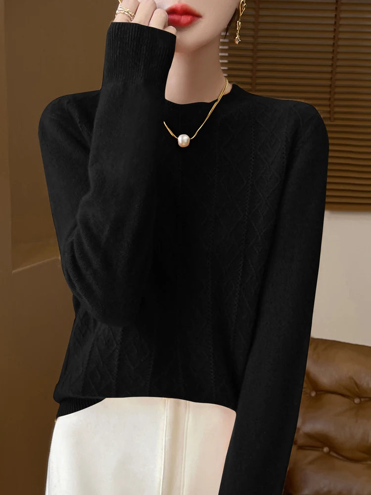 Klassischer Merino Wollpullover für Frauen