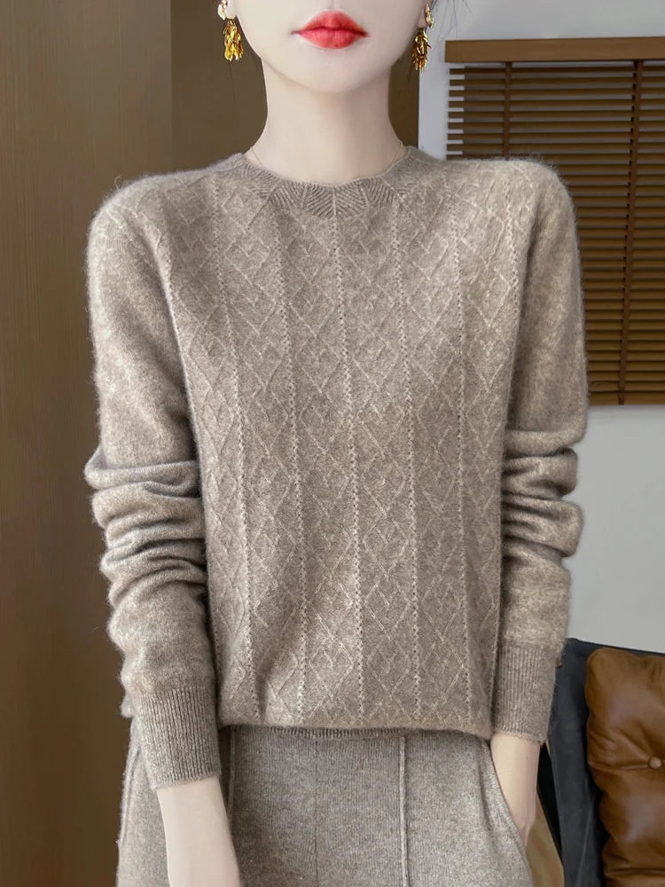 Klassischer Merino Wollpullover für Frauen