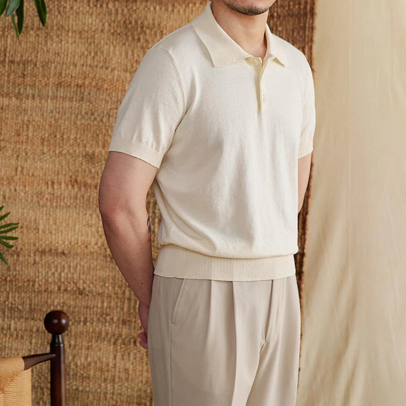 Klassisches Atmungsaktives Leinen Poloshirt Herren