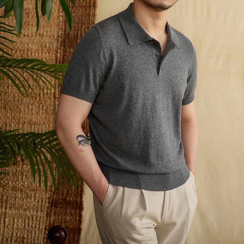 Klassisches Atmungsaktives Leinen Poloshirt Herren