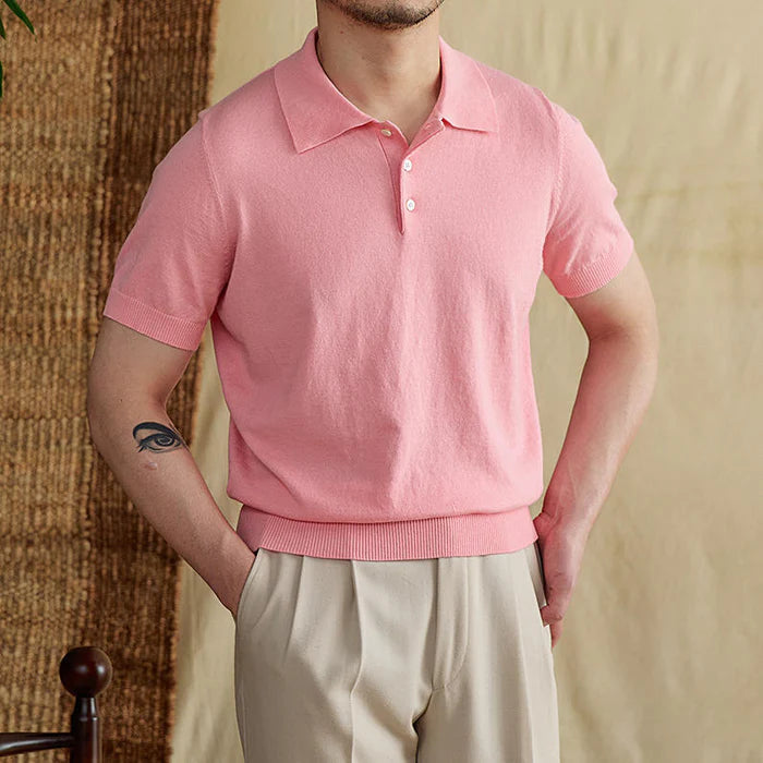 Klassisches Atmungsaktives Leinen Poloshirt Herren