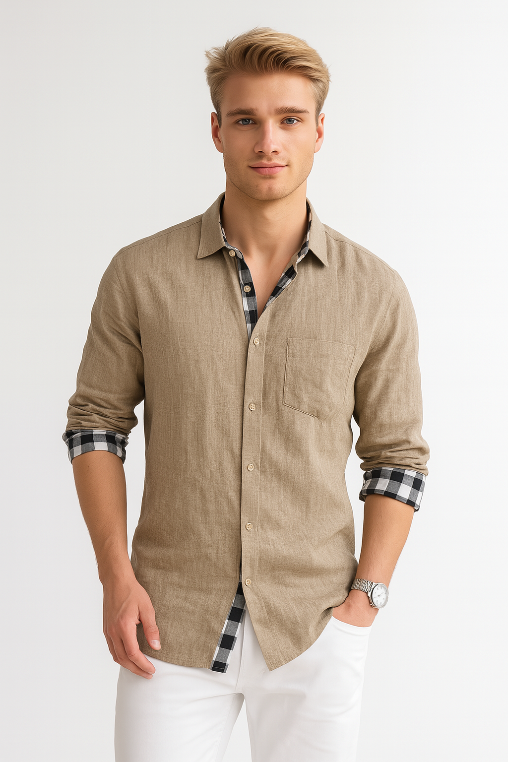 Classic men's shirt modern fit made of cotton