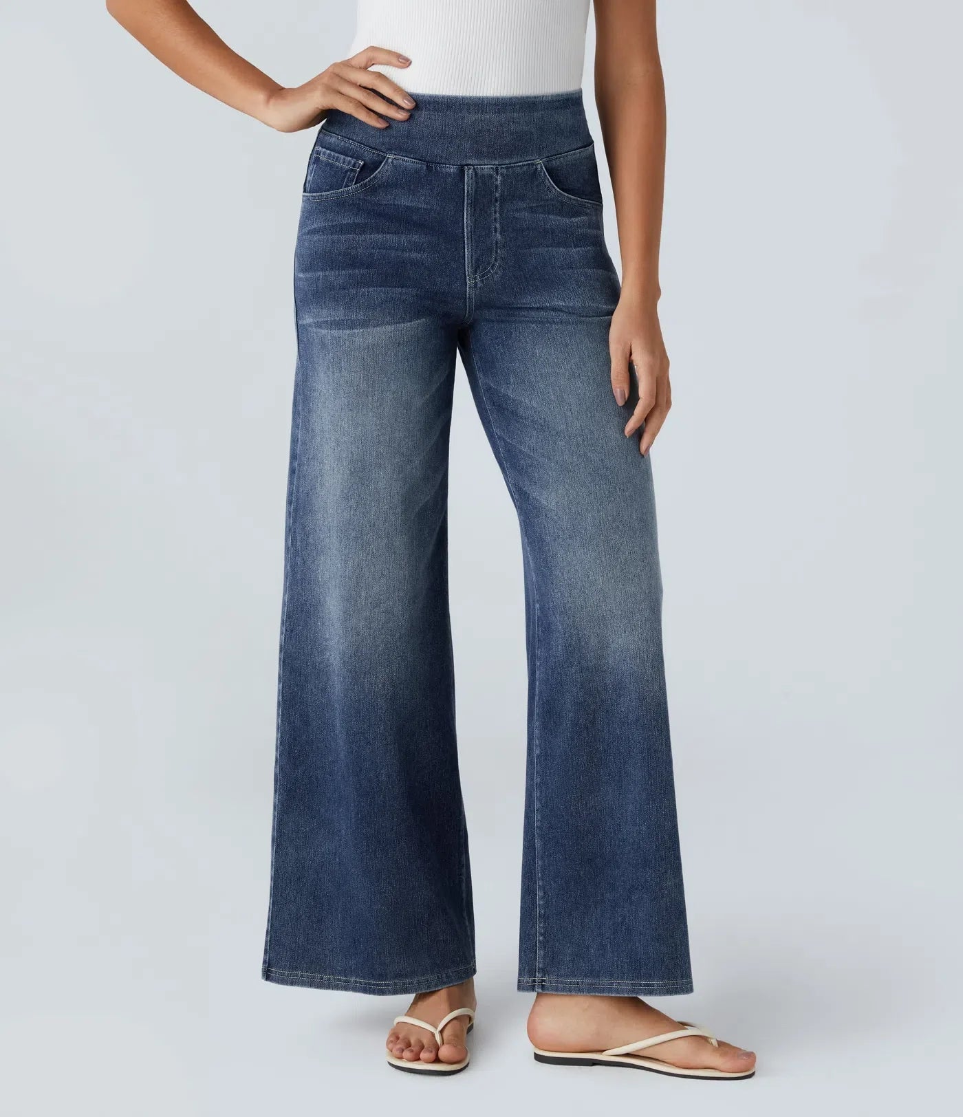 Jeans comodi a vita alta per donna
