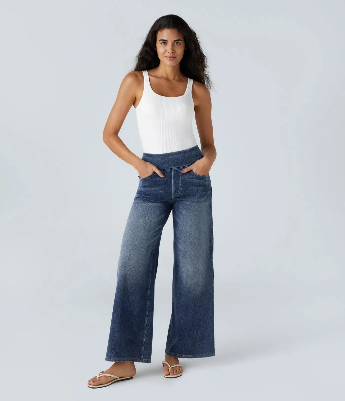 Jeans comodi a vita alta per donna