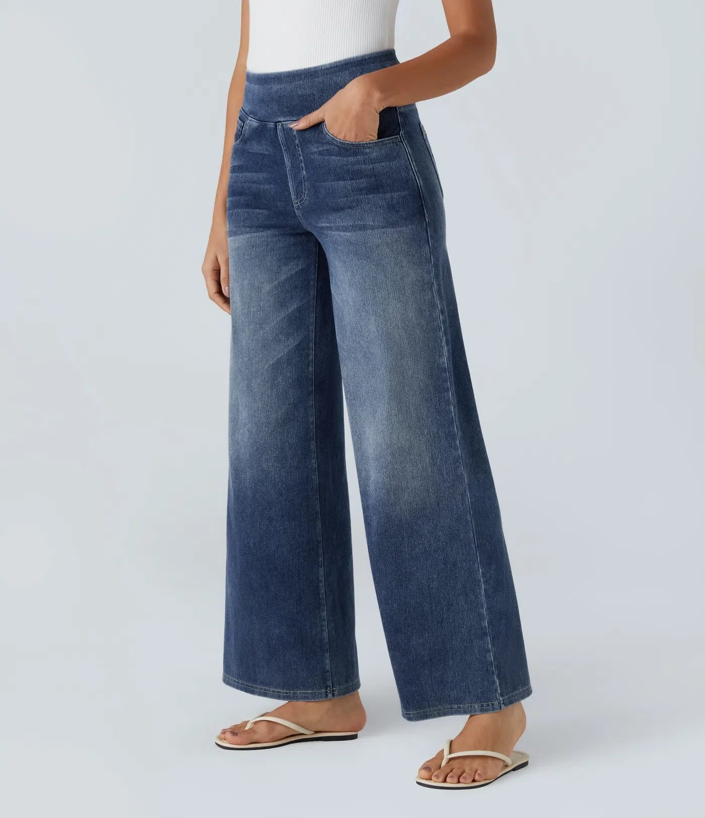 Jeans comodi a vita alta per donna