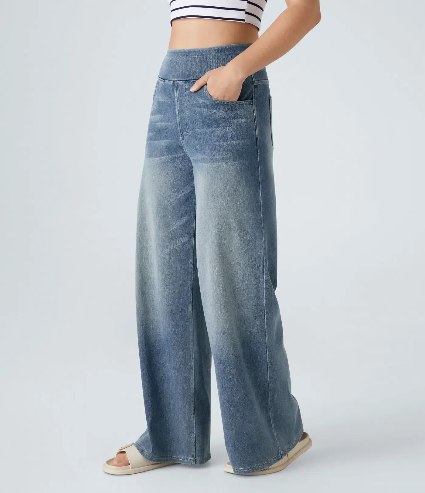 Jeans comodi a vita alta per donna