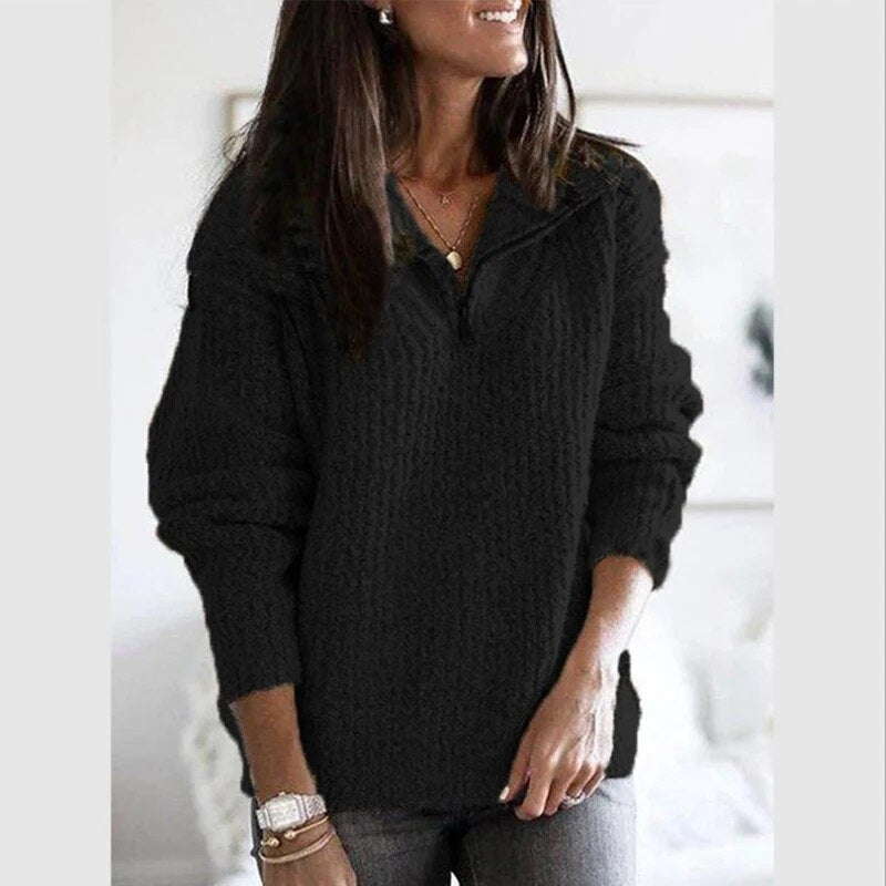 Variant image for Anna | Bequemer Damenpullover mit Zip-Up und V-Ausschnitt-41
