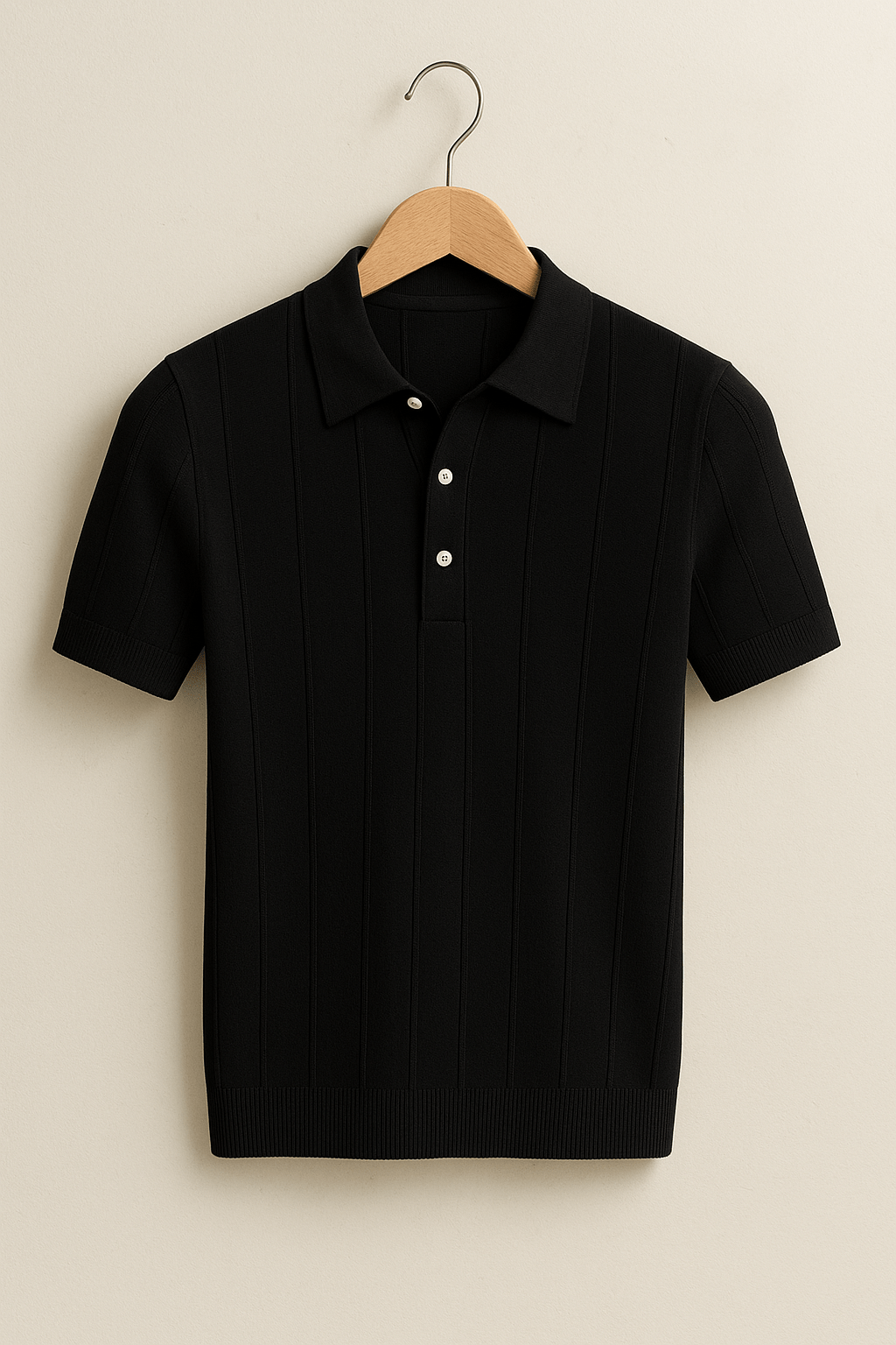 Kurzarm Strickpoloshirt mit klassischem Kragen und elastischem Material