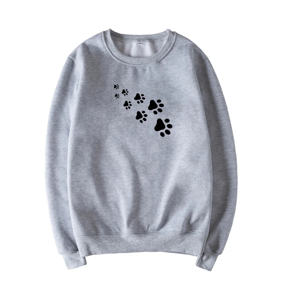 Damenpullover aus Fleece mit Bärenpfoten-Print