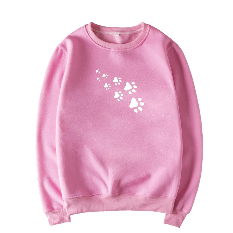 Damenpullover aus Fleece mit Bärenpfoten-Print