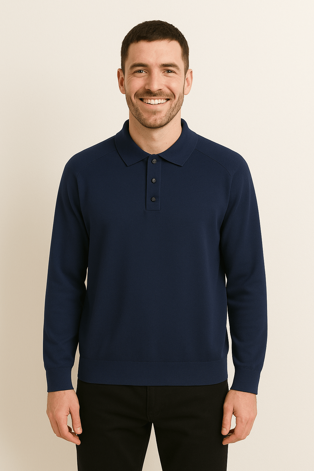 Langarm Poloshirt