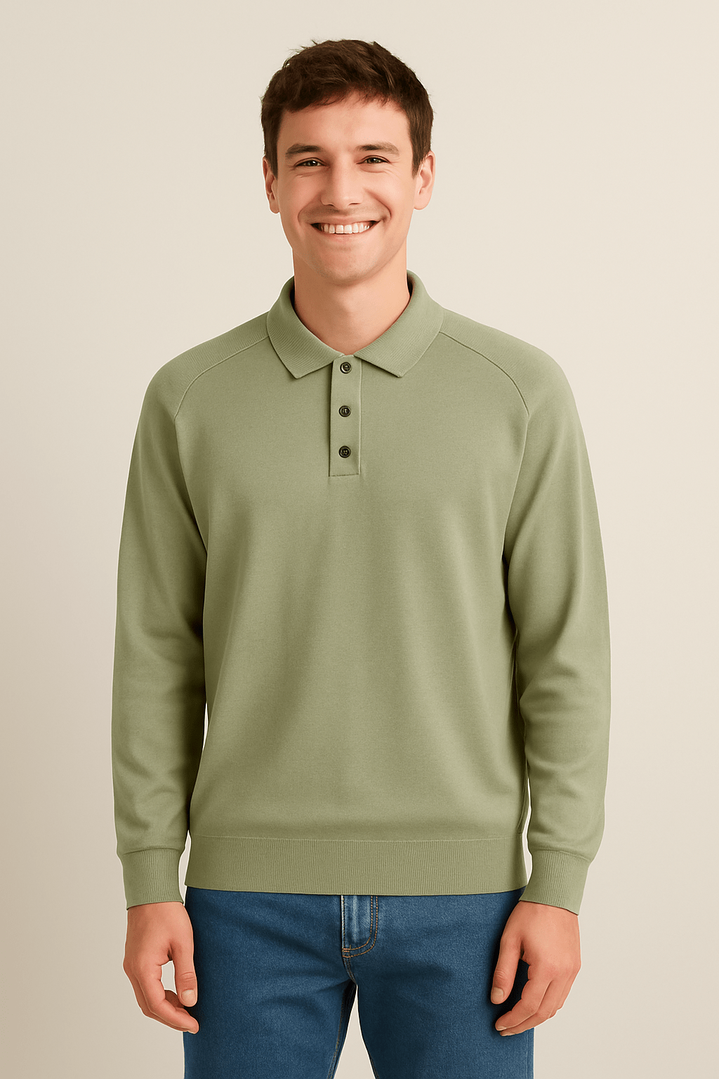 Langarm Poloshirt