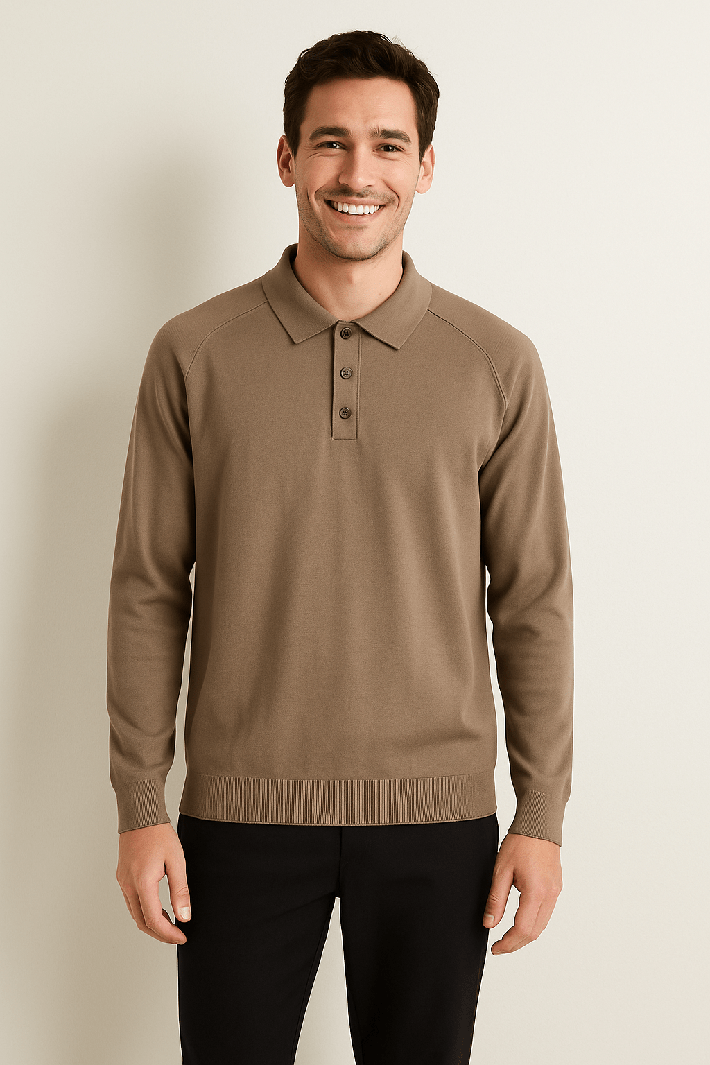 Langarm Poloshirt