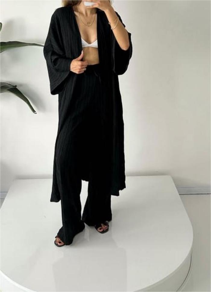 Lässiges Damen Strickjacken und Hosen-Set