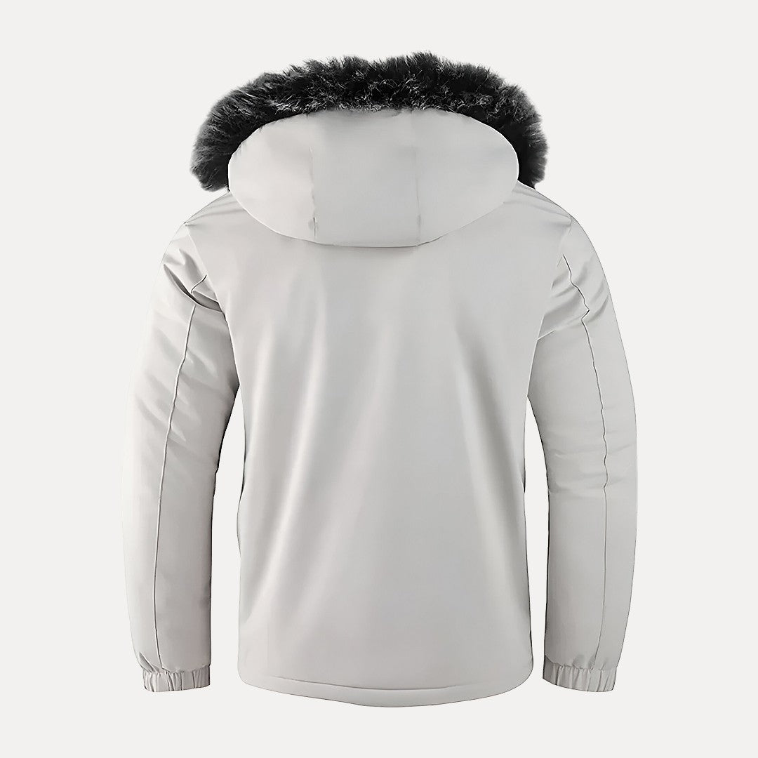 Wattierte Winterjacke mit Pelzkragen