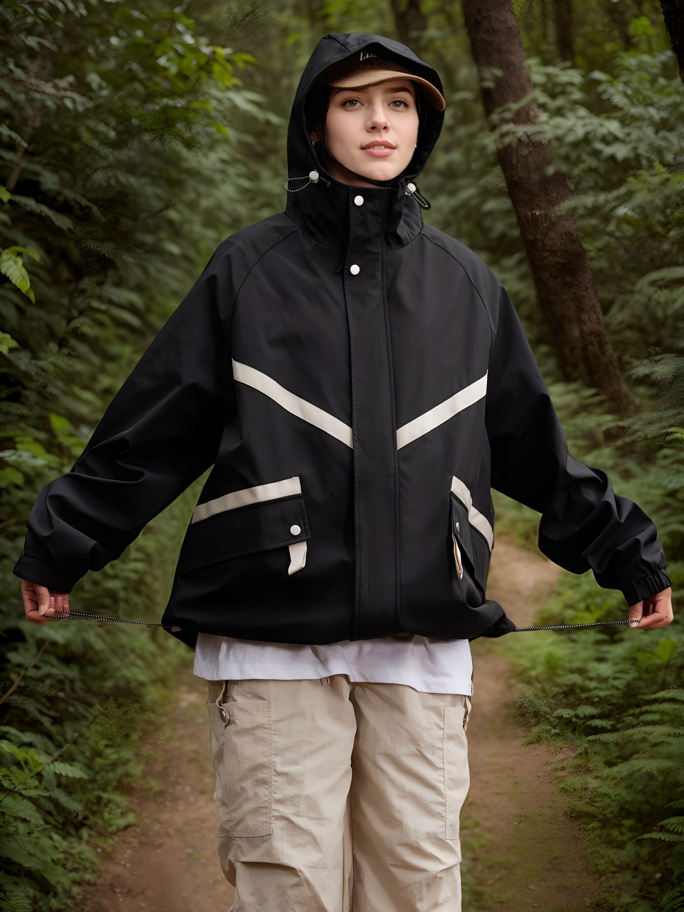 Leichte Wasserdichte Jacke Damen mit Kapuze
