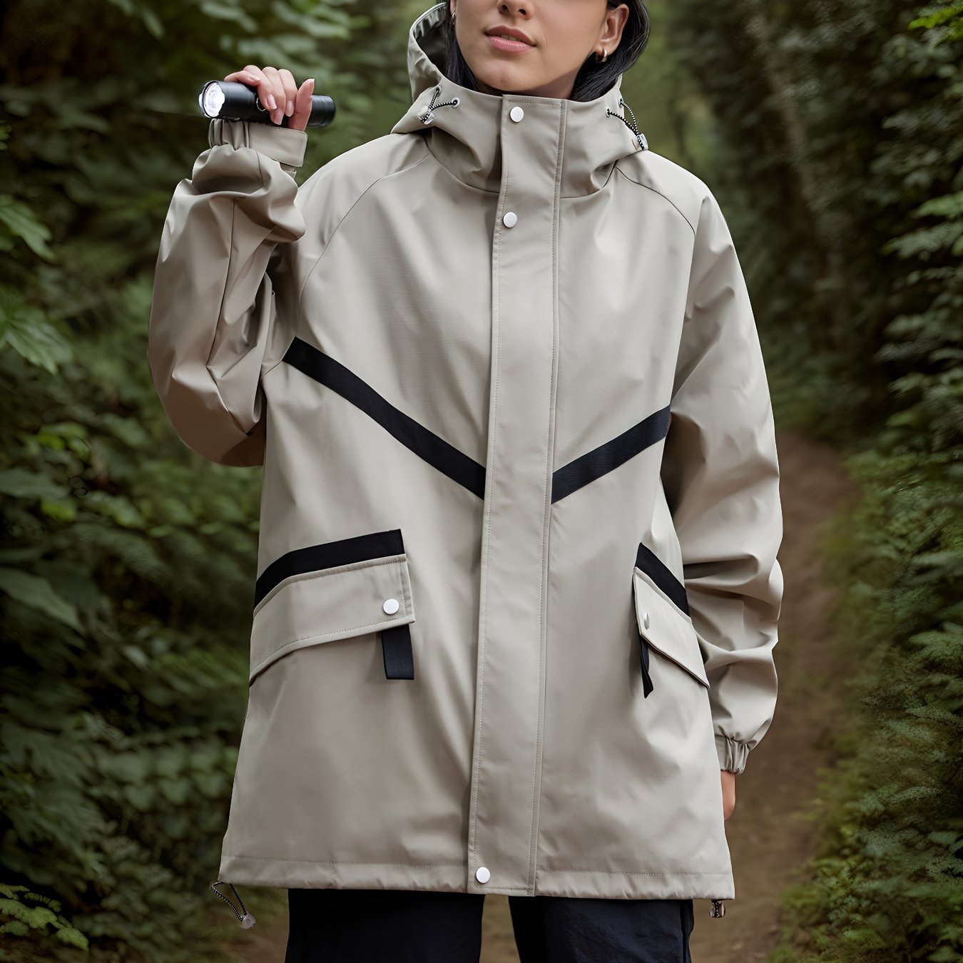 Leichte Wasserdichte Jacke Damen mit Kapuze