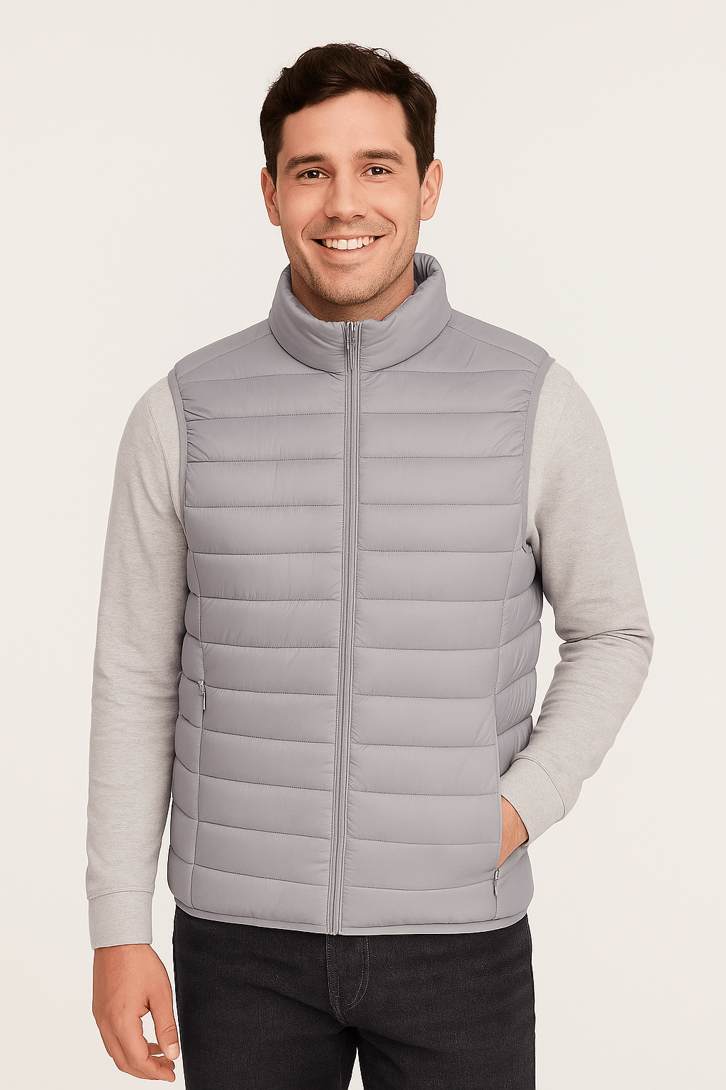 Leichte ärmellose Steppweste aus Nylon für Herren
