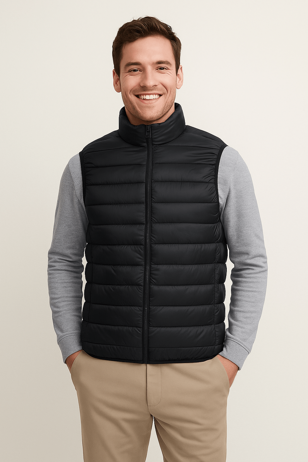 Leichte ärmellose Steppweste aus Nylon für Herren