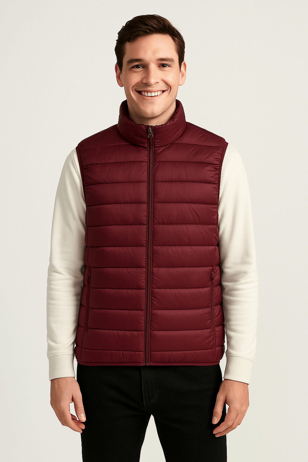 Leichte ärmellose Steppweste aus Nylon für Herren