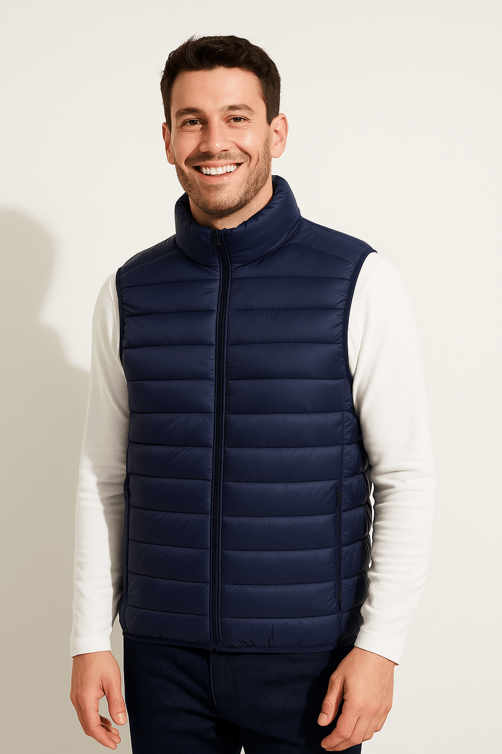 Leichte ärmellose Steppweste aus Nylon für Herren