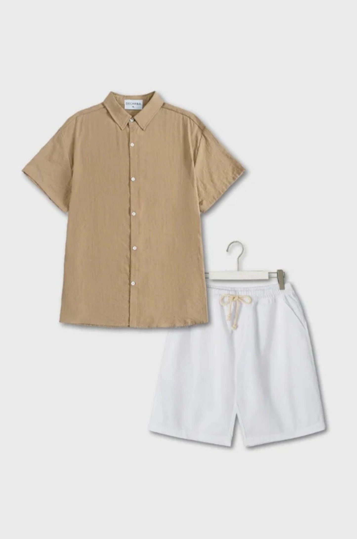Set estivo leggero in lino – Maglietta traspirante e pantaloncini per giornate calde, vita elastica, versatile da abbinare