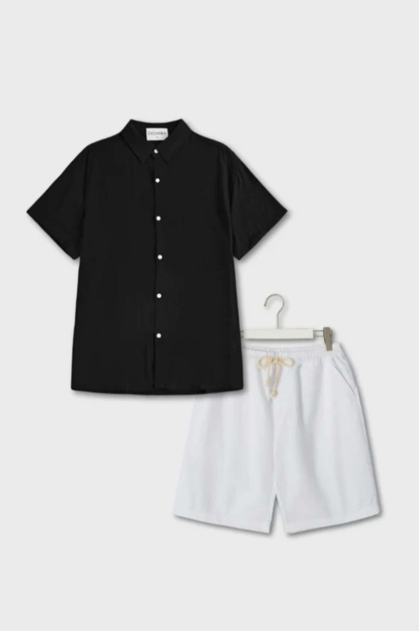Set estivo leggero in lino – Maglietta traspirante e pantaloncini per giornate calde, vita elastica, versatile da abbinare