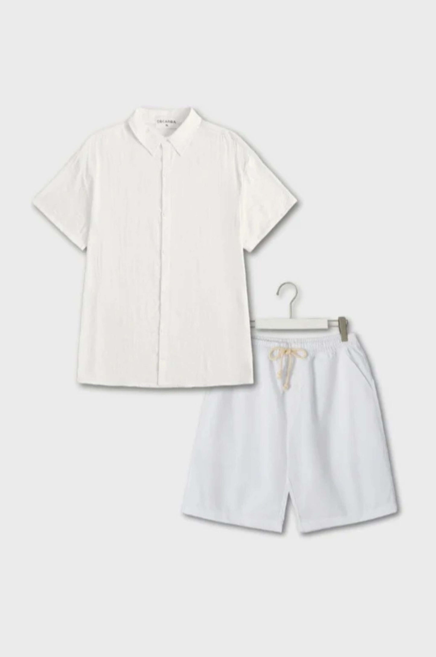 Set estivo leggero in lino – Maglietta traspirante e pantaloncini per giornate calde, vita elastica, versatile da abbinare