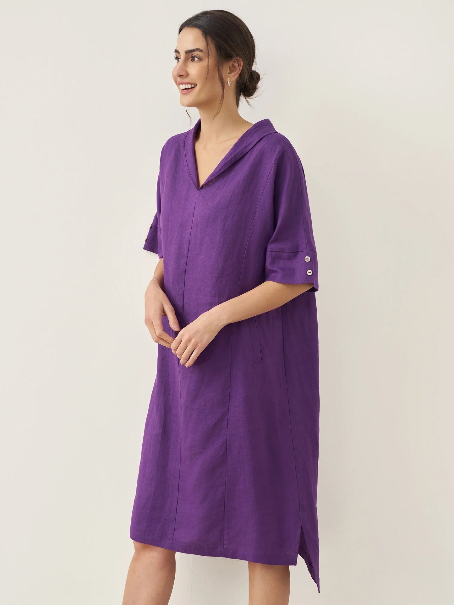 Linen V-neck Dress for Women