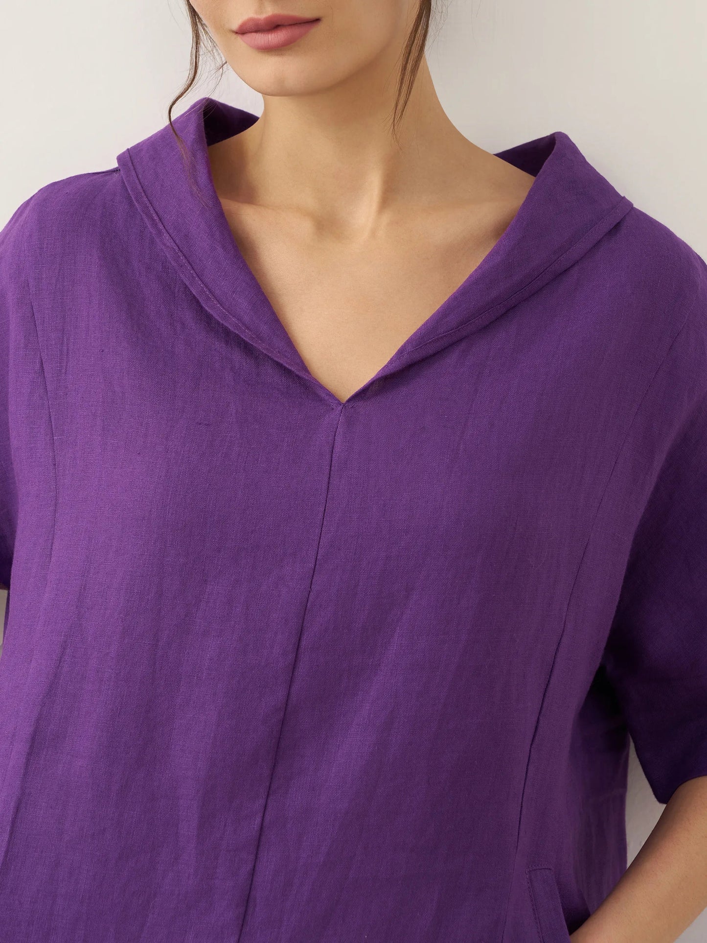 Linen V-neck Dress for Women