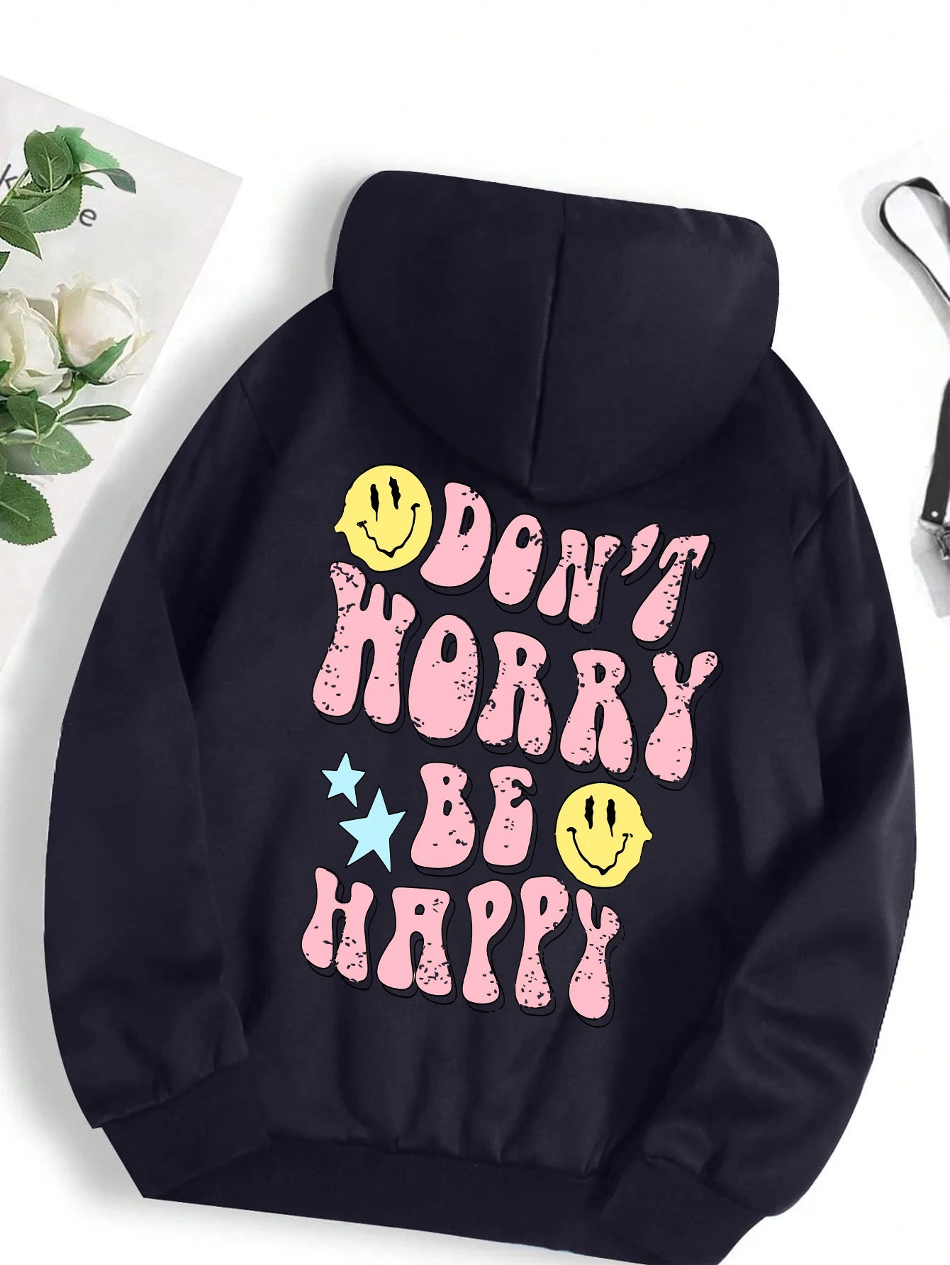 Don't Worry Be Happy Hoodie für Damen